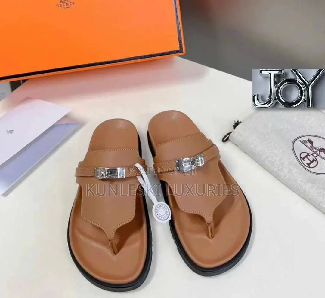 Original Hermes Men Leather Slippers