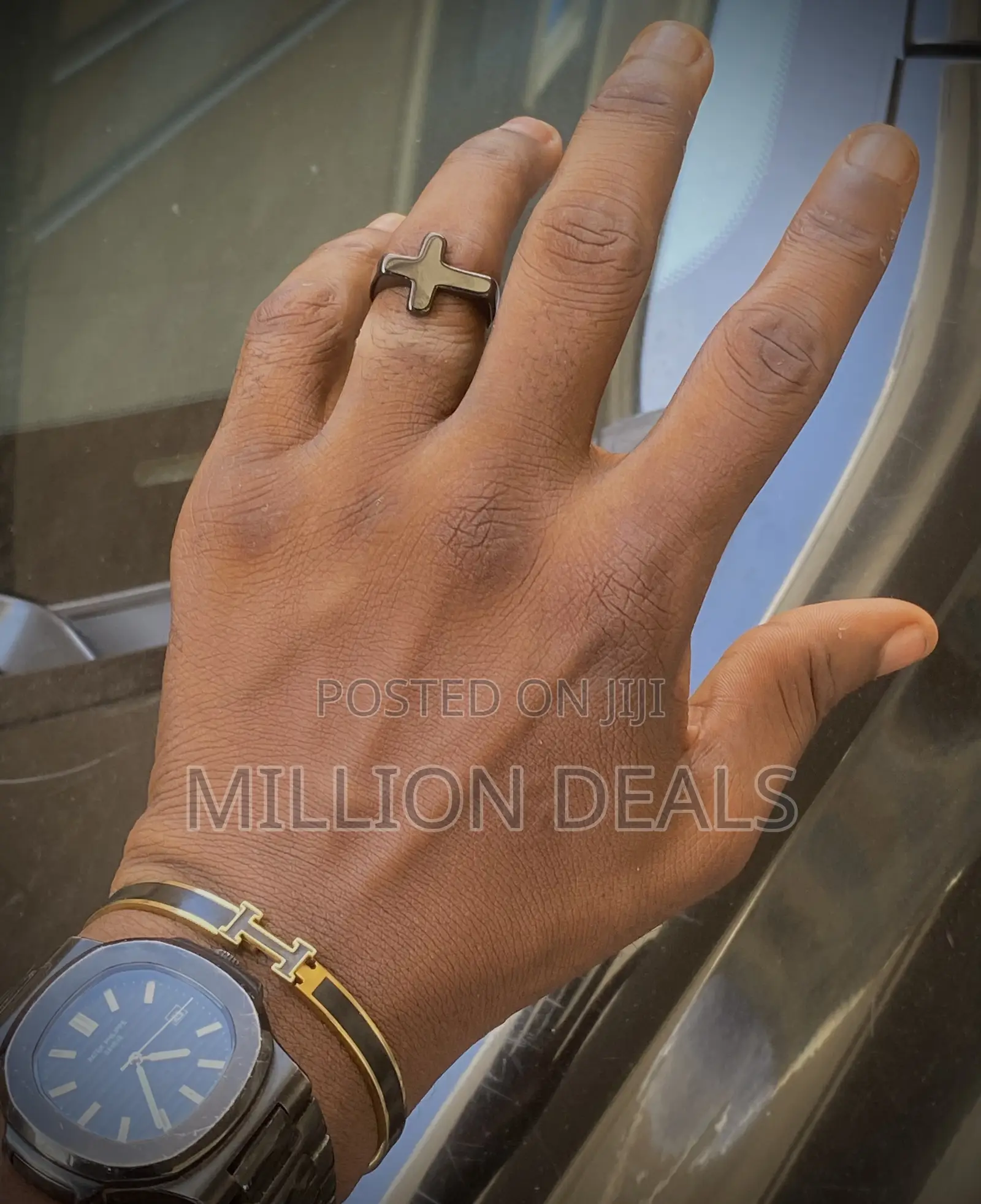 Ski Titanium Black Men’S Punk Ring
