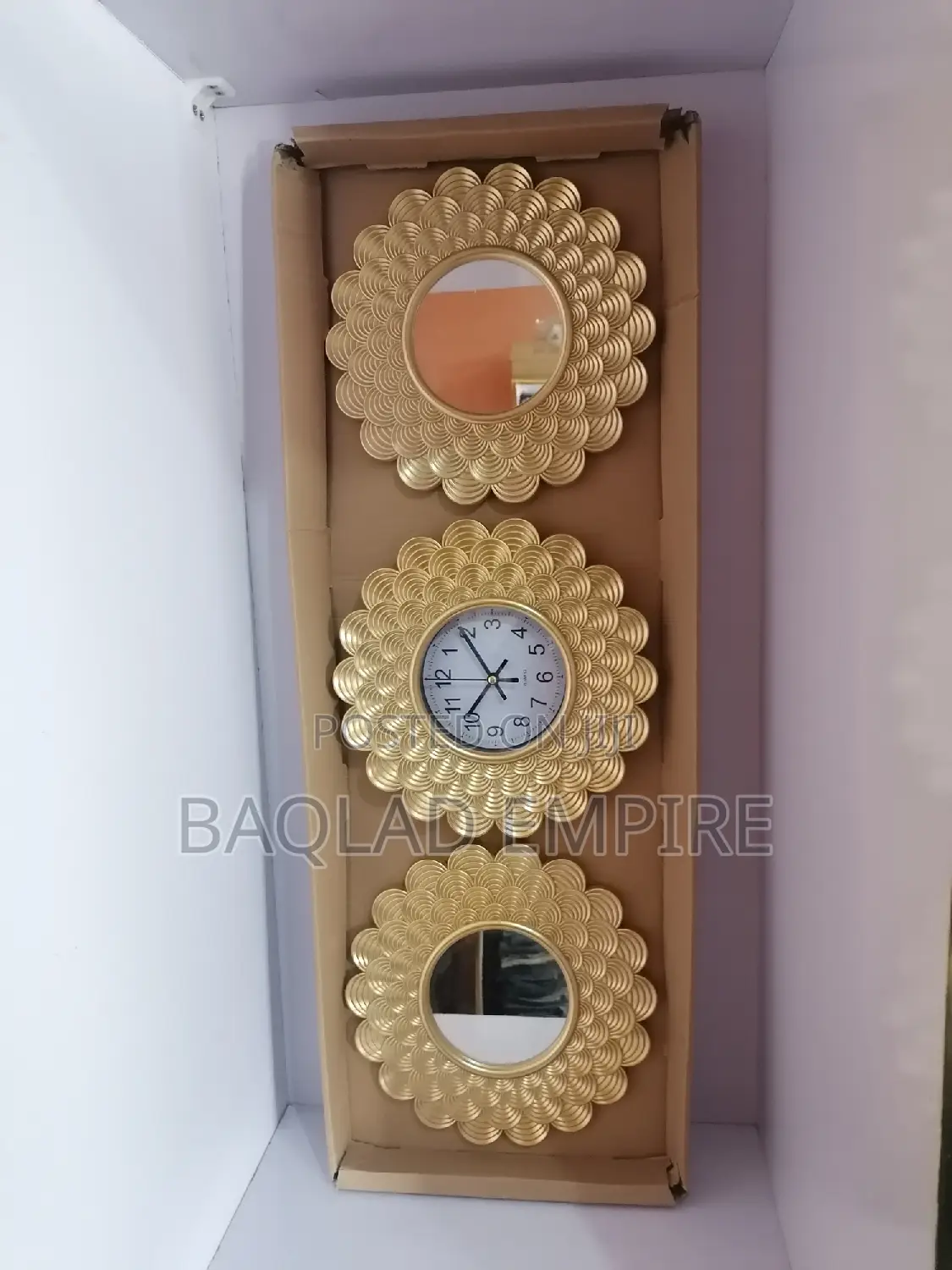 3 in 1 Luxury Design Wall Clock (Gold )