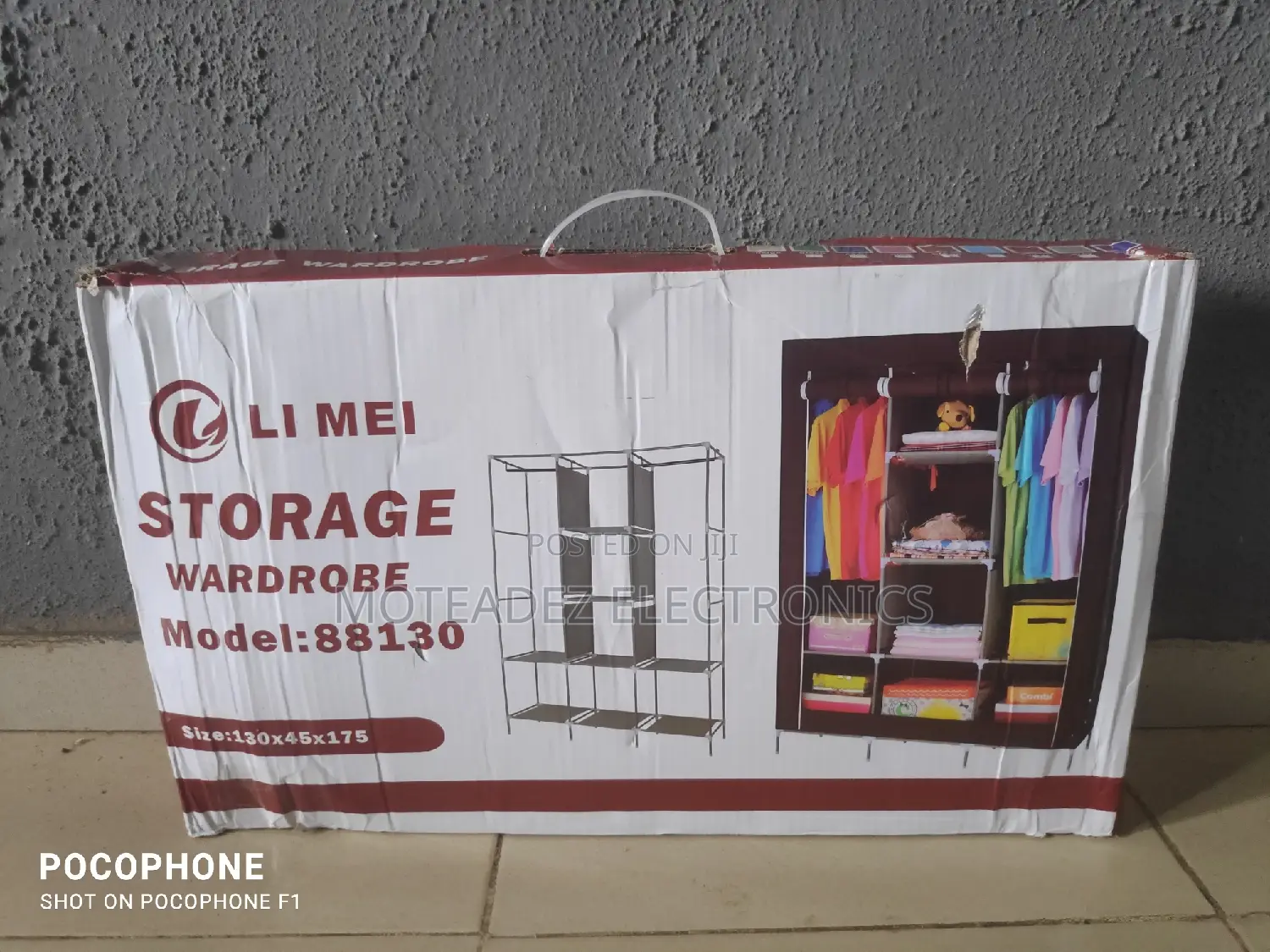 Elegant 3 Partitions Strong Fabric Material Mobile Iron Pole Wardrobe