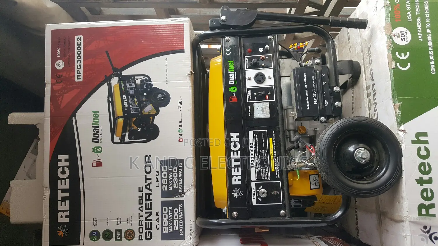 RETECH GENERATOR 3.5kva Petrol 100%Copper Wire