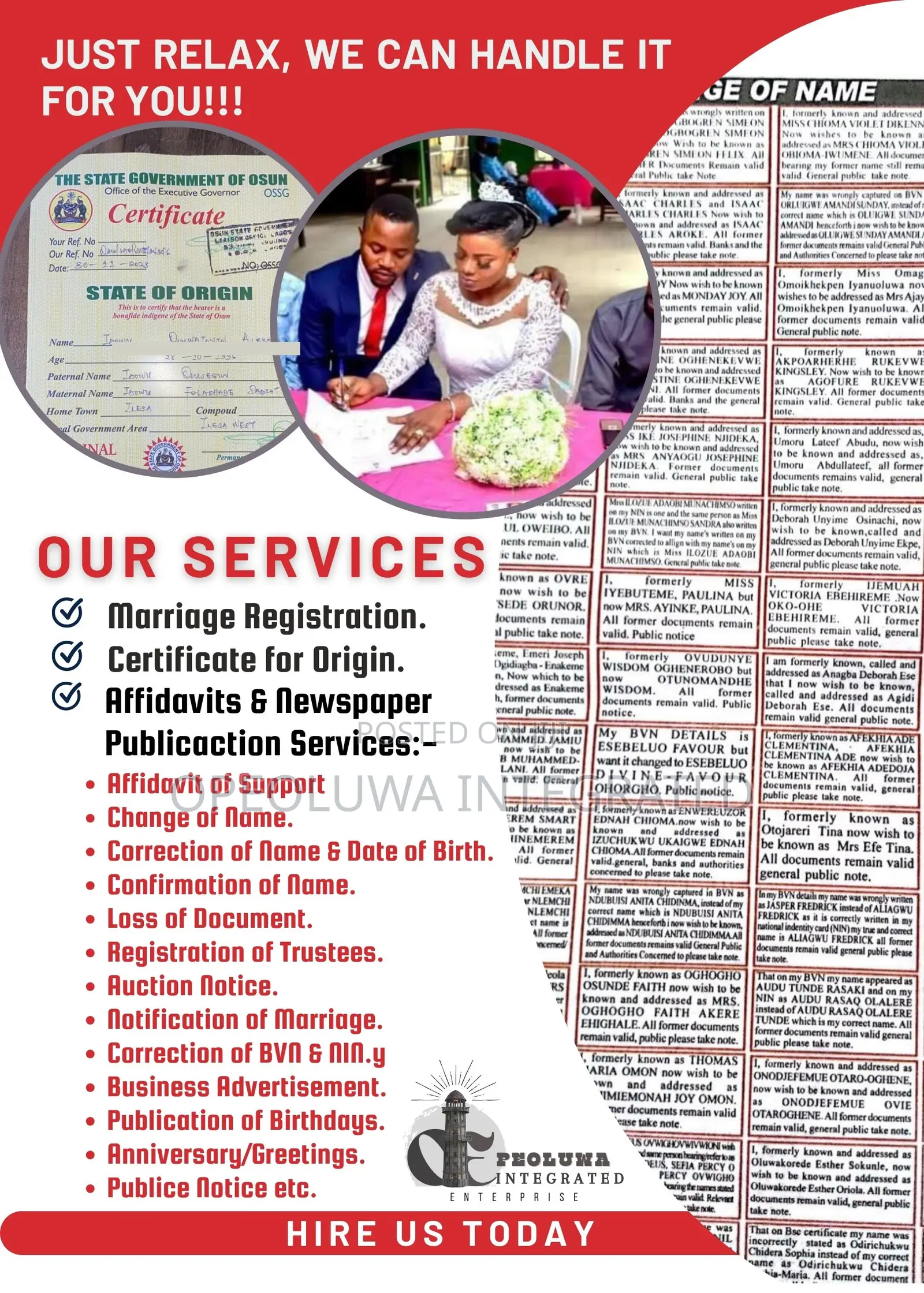Affidavits | Newspaper Publications | Other Services