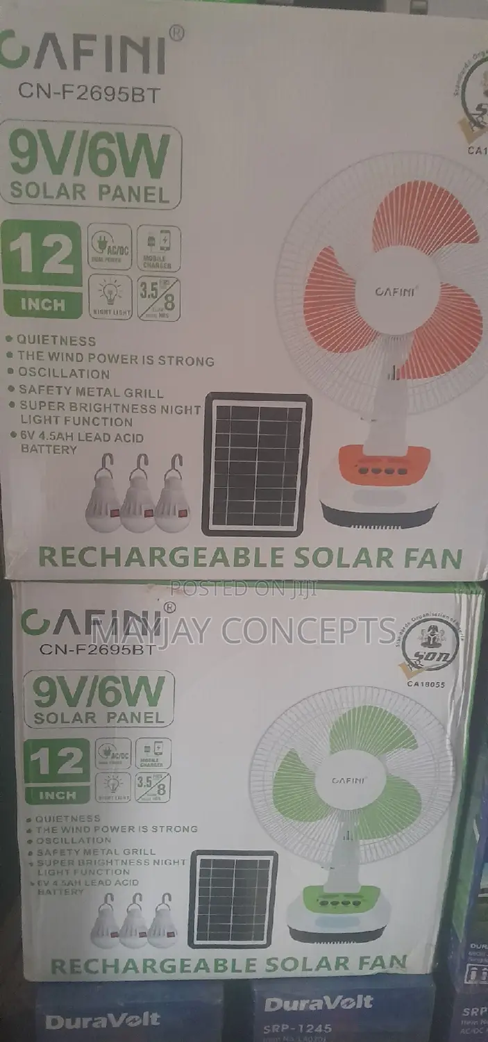 Cafini 3-in-1 12" Solar AC/DC Table Rechargeable Fan-3 Bulbs