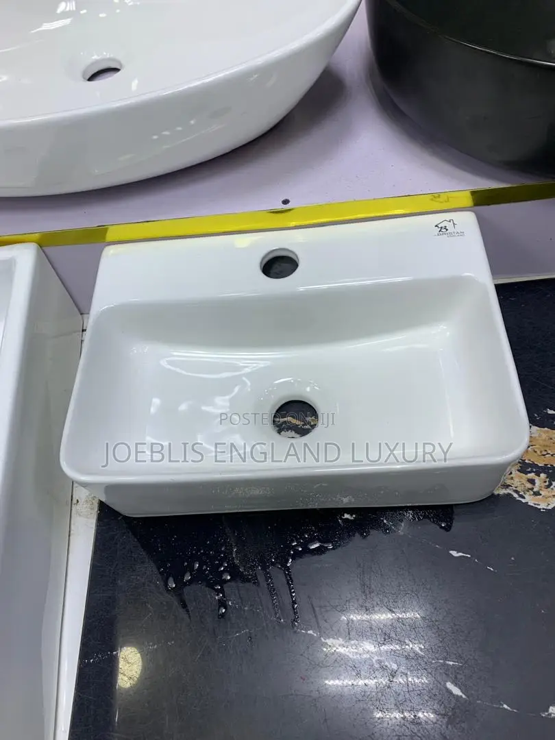 Square Basin With Tap Hole White