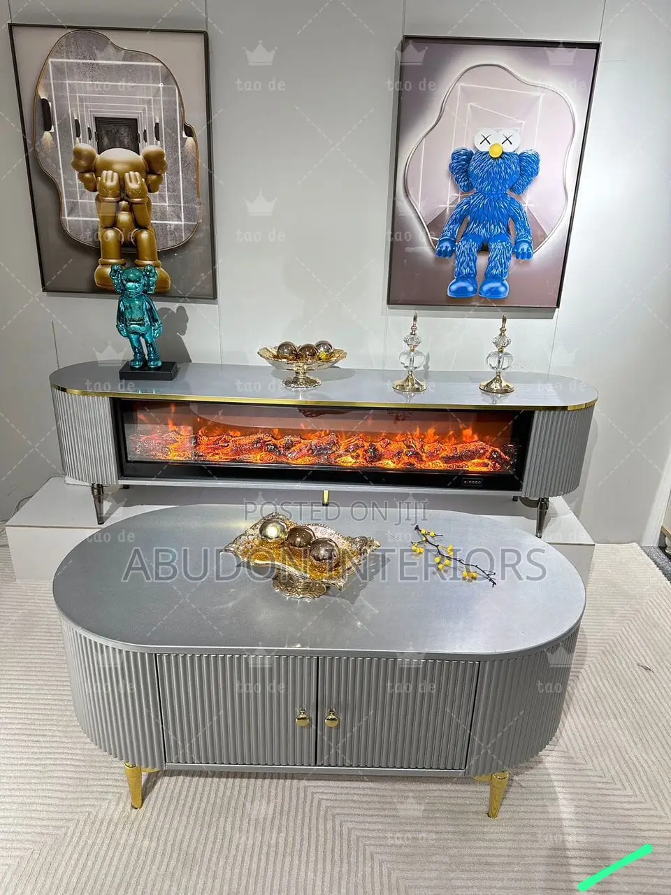Gray Color Tv Stand and Center Table