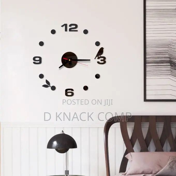 DIY 3D Wall Clocks Stickers Creative Large Wall Clock -Black