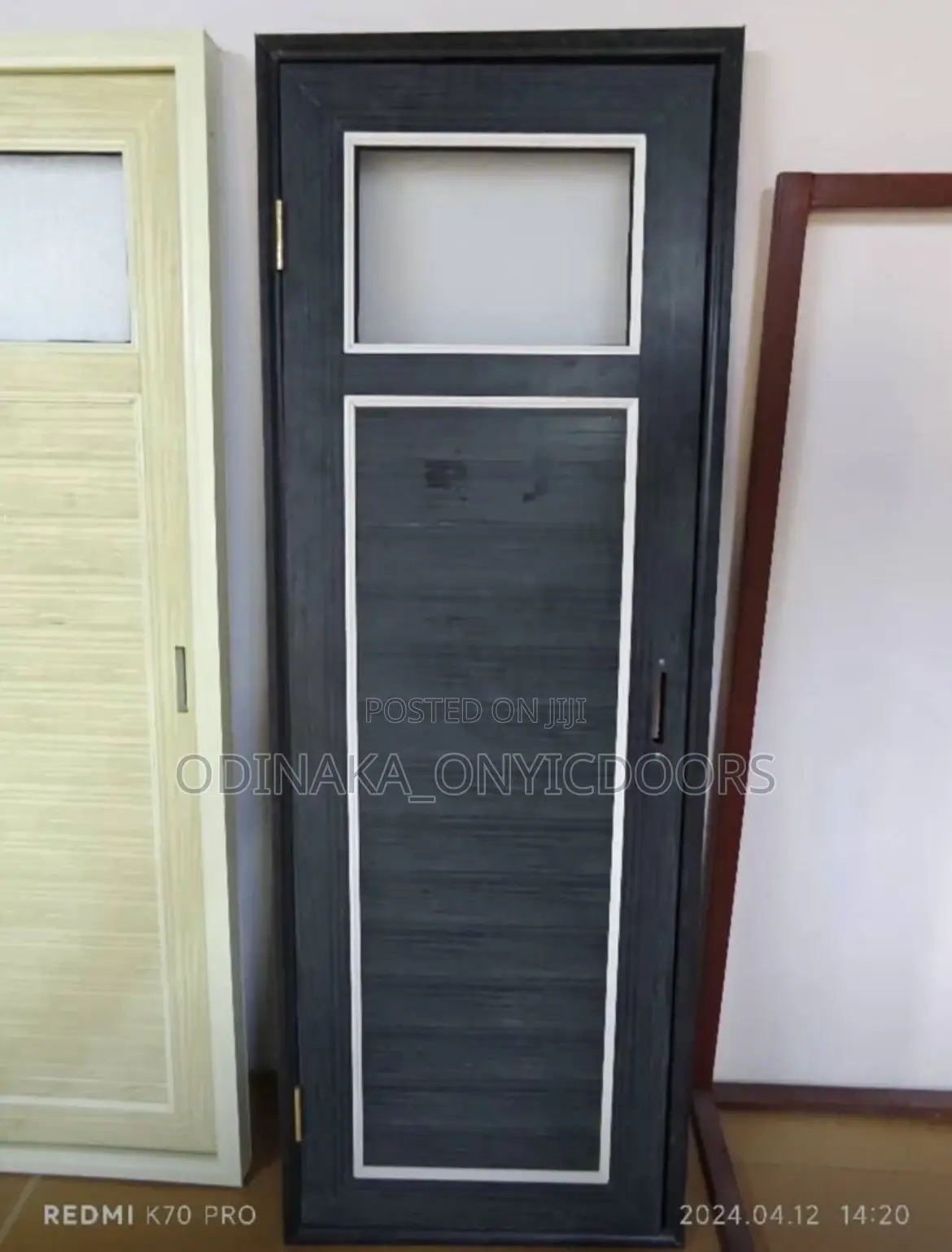 2100mm by 750mm PVC Door Black(With Glass and Without Glass