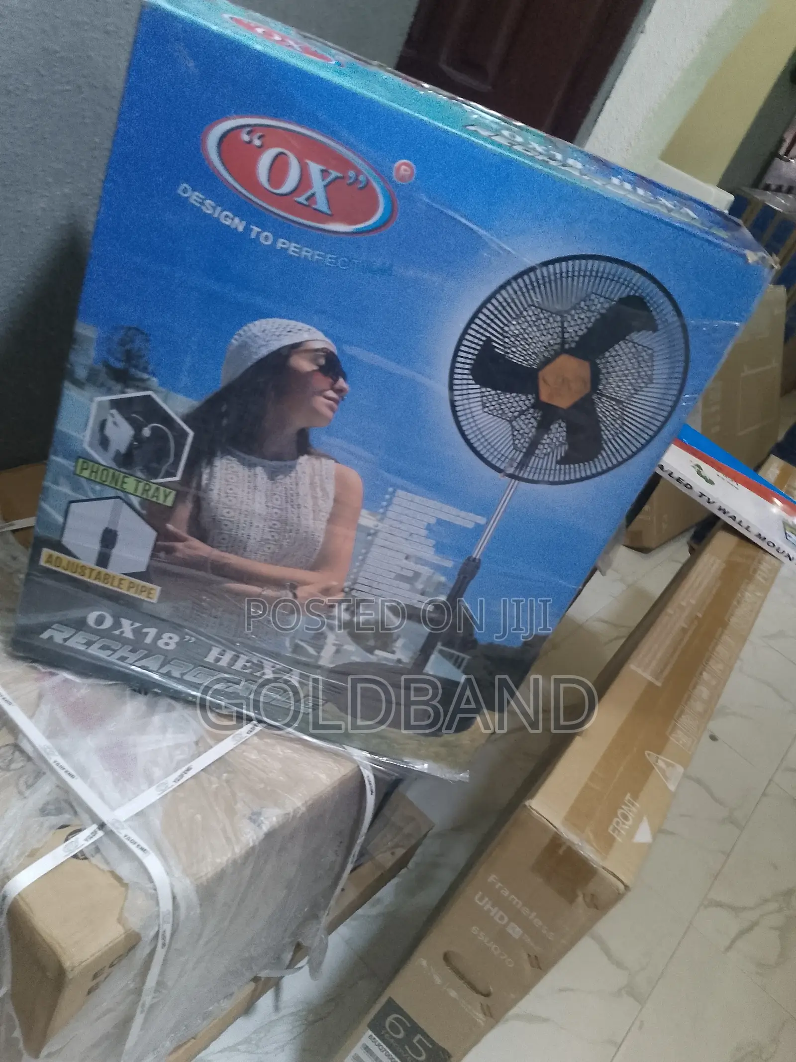 Durable OX 18" Hexa Rechargeable Standing Fan
