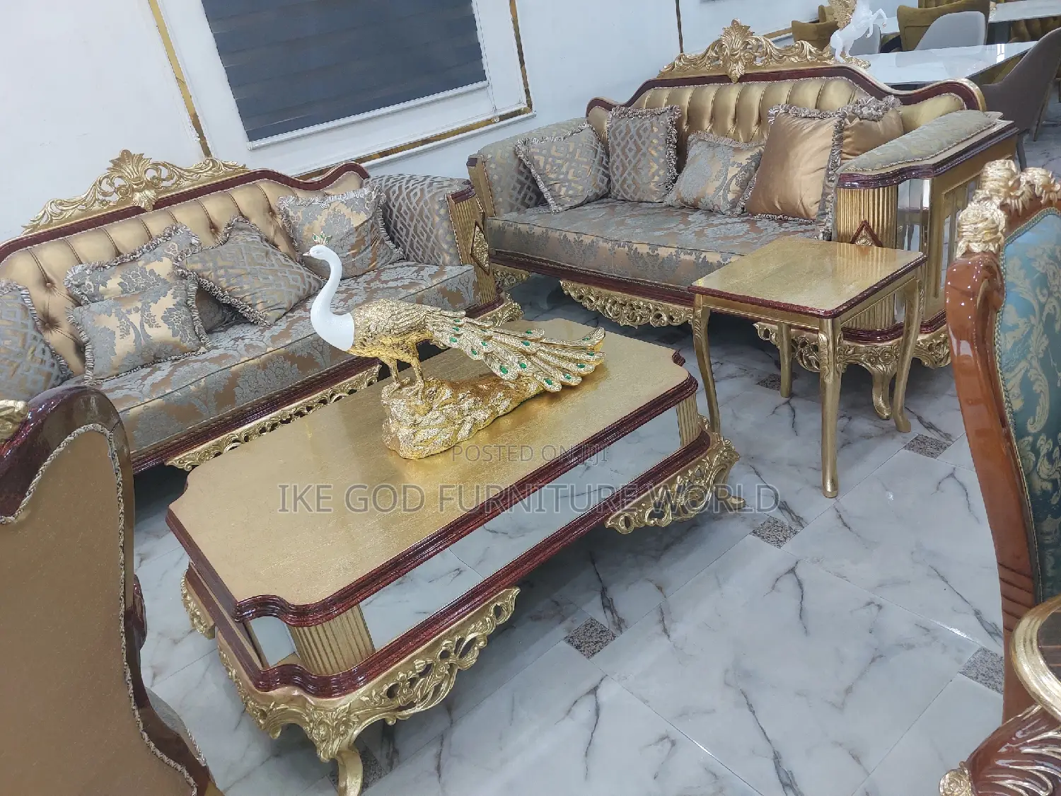 Complete Set of High Classic Turkish Royal Fabric Sofa Chair