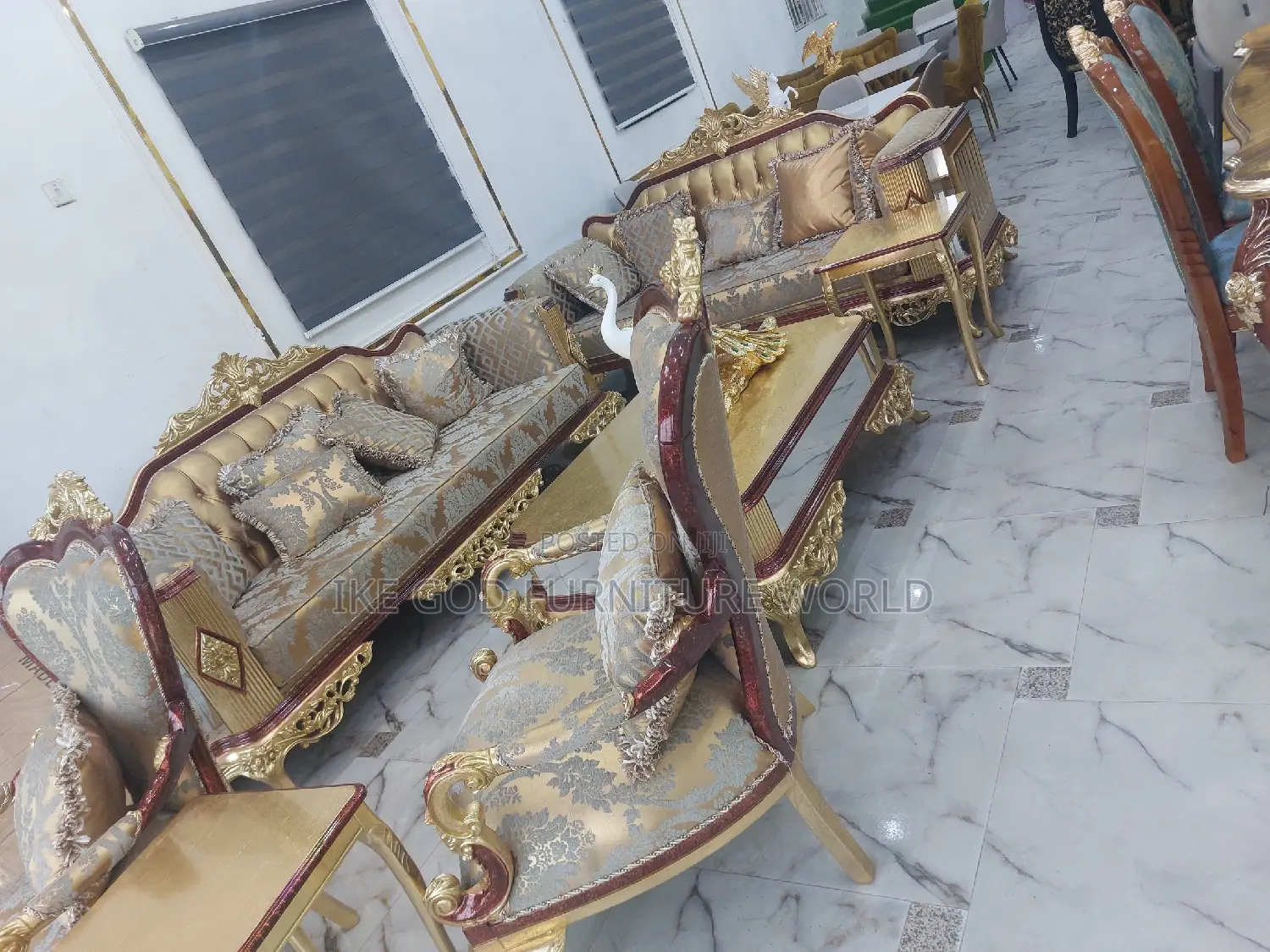 Complete Set of High Classic Turkish Royal Fabric Sofa Chair