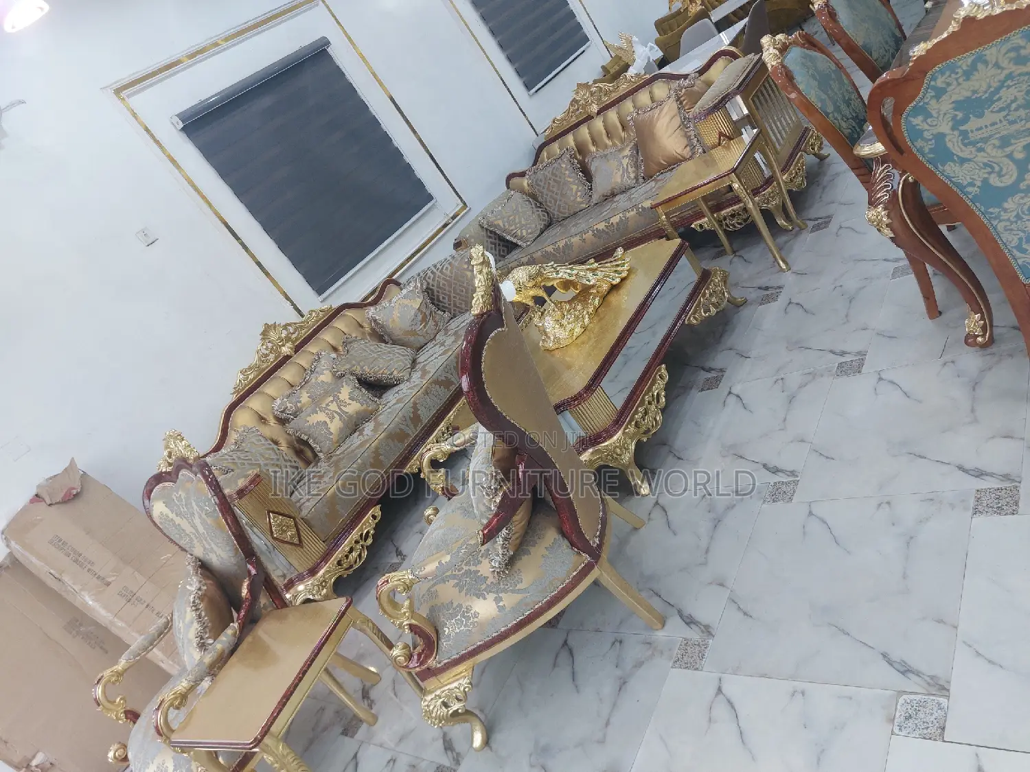 Complete Set of High Classic Turkish Royal Fabric Sofa Chair