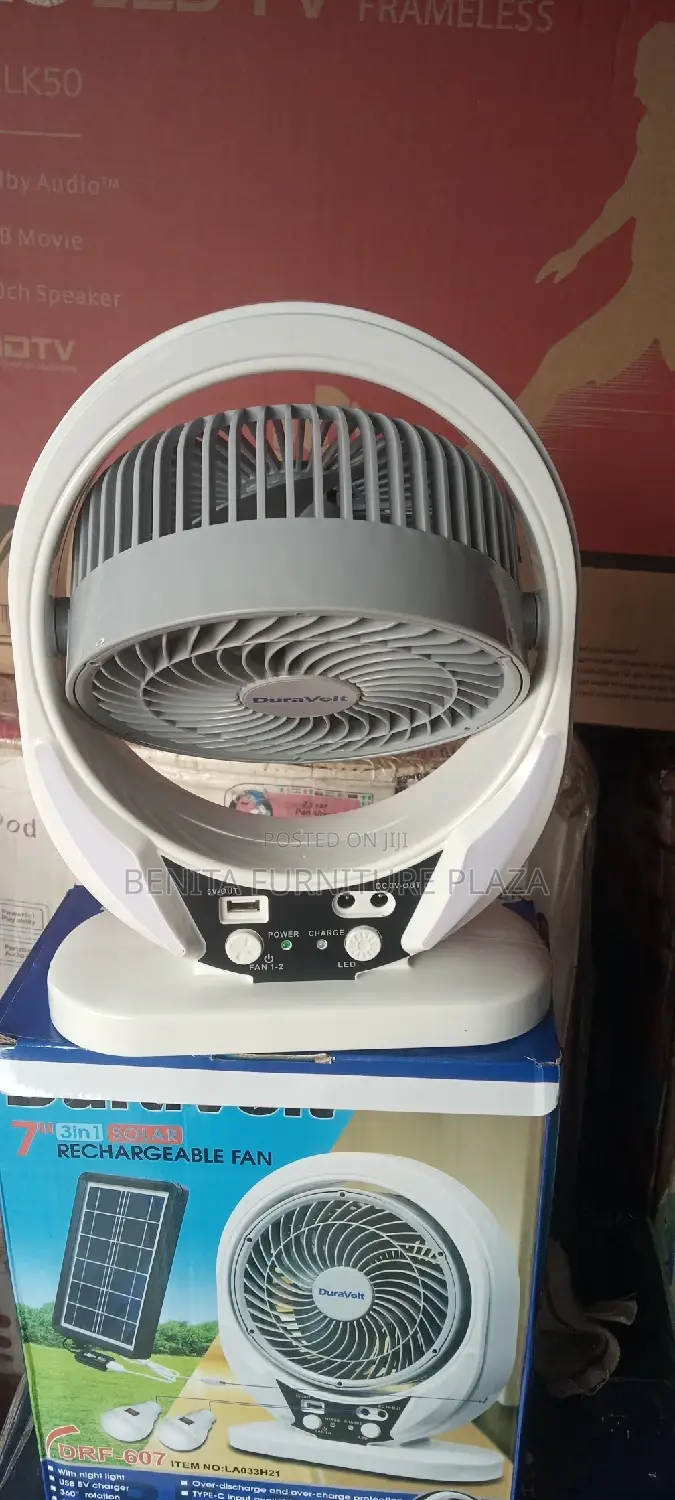 Portable Rechargeable Fan With Panel and Bulb