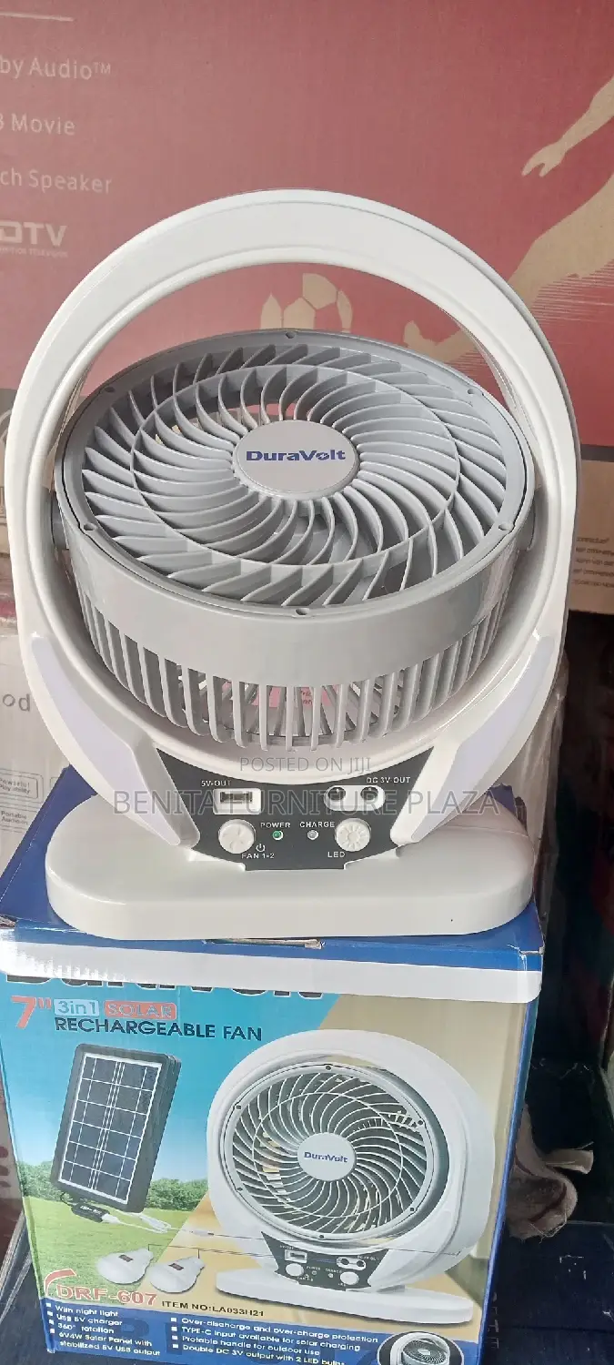 Portable Rechargeable Fan With Panel and Bulb