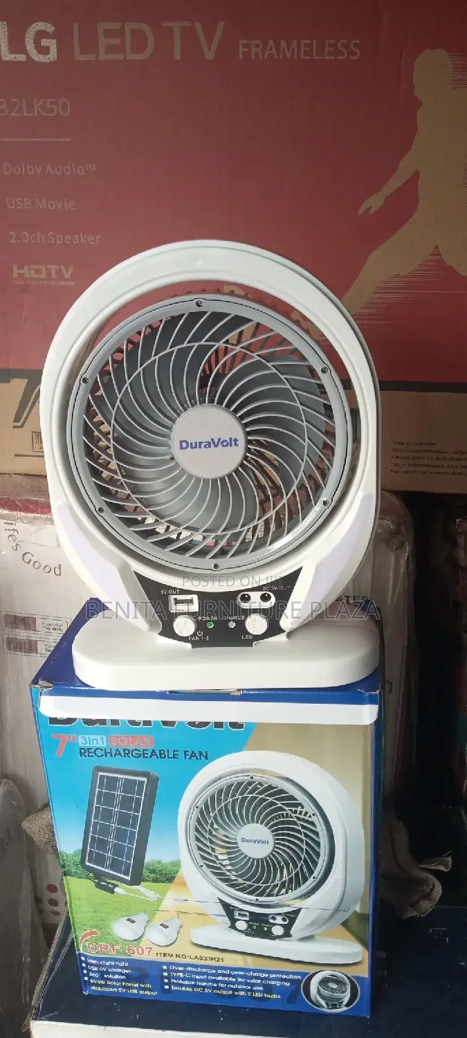 Portable Rechargeable Fan With Panel and Bulb