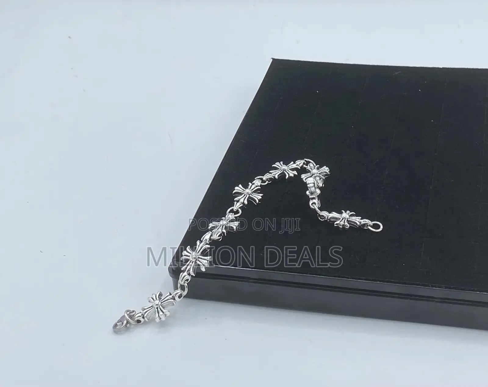 Pattern Titanium Men’S Luxury Link Silver Bracelet