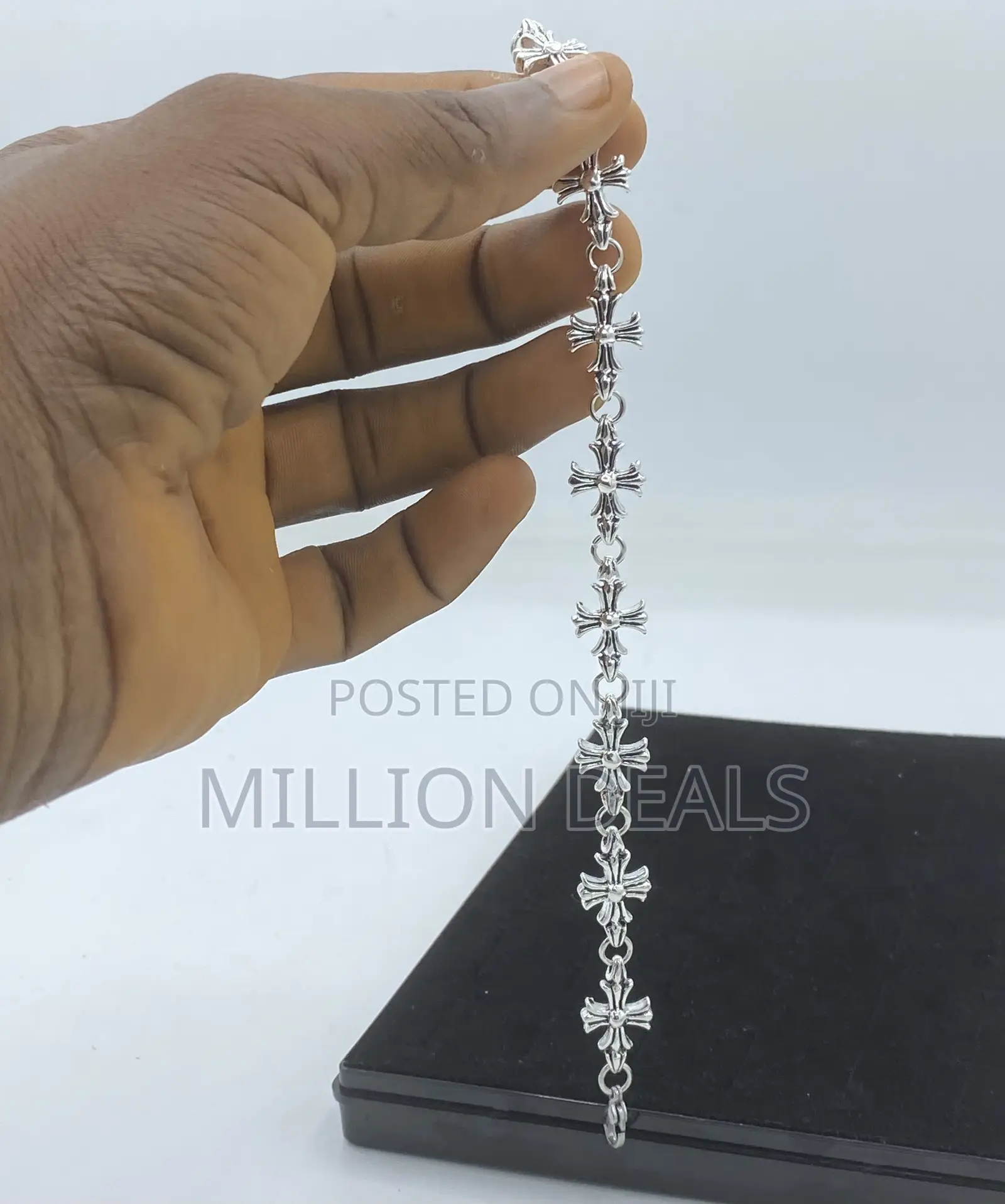 Pattern Titanium Men’S Luxury Link Silver Bracelet
