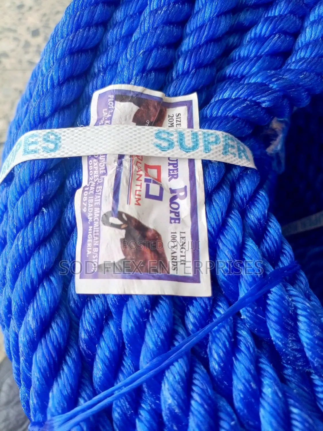 20mm Blue Marine Rope By 100 Yarsd