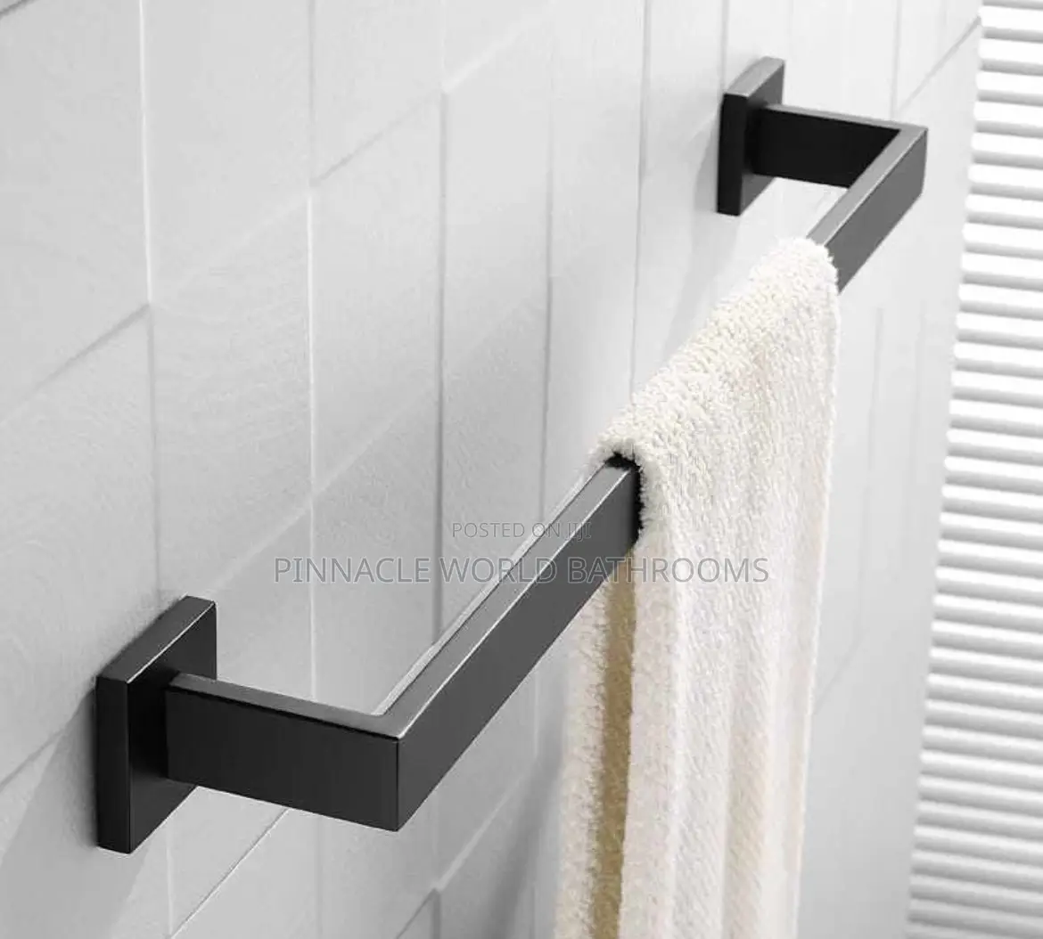 Luxury Square Black Single Towel Rail
