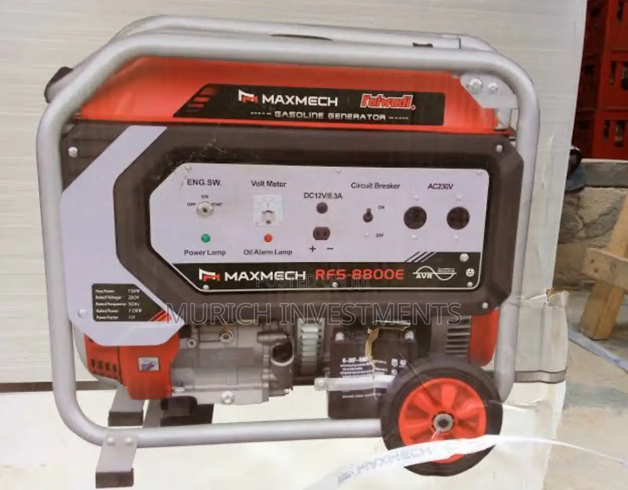 Maxmech 7.5kva Gasoline 100% Copper Generator | RFS-8800E