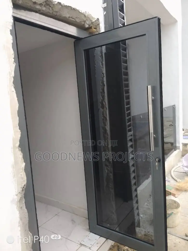 Grey Aluminium Bar Entrance Swing Door