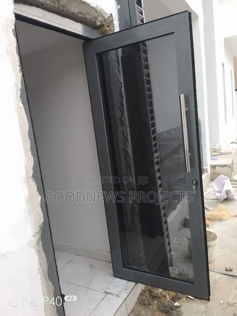Grey Aluminium Bar Entrance Swing Door