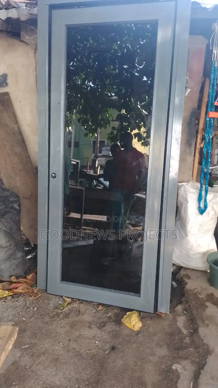 Grey Aluminium Bar Entrance Swing Door