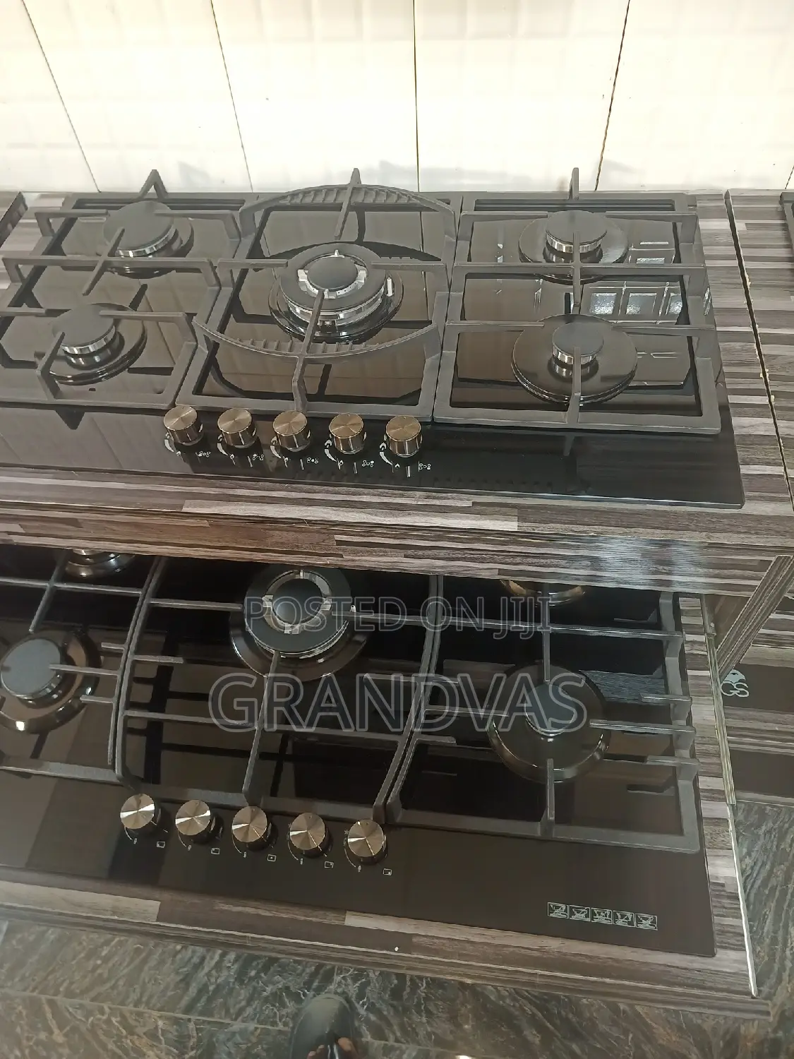 Built in 90cm Gas Cooker 5 Burners - Glass Top Black