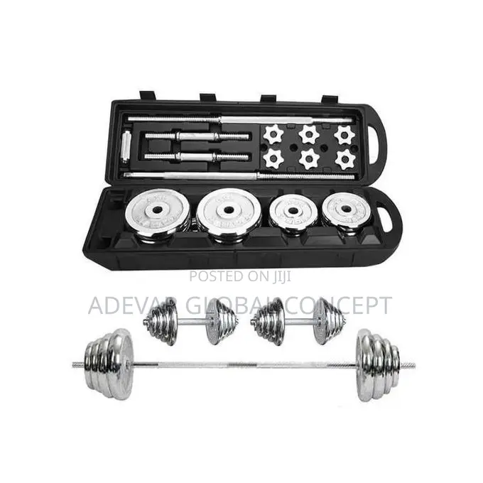 50kg Black Barbell With Case and Short Dumbell Bar