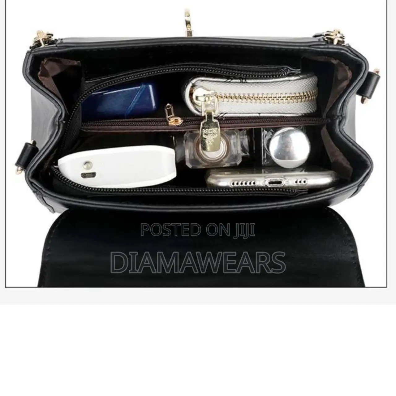 Green Portable Leather Hand Bags