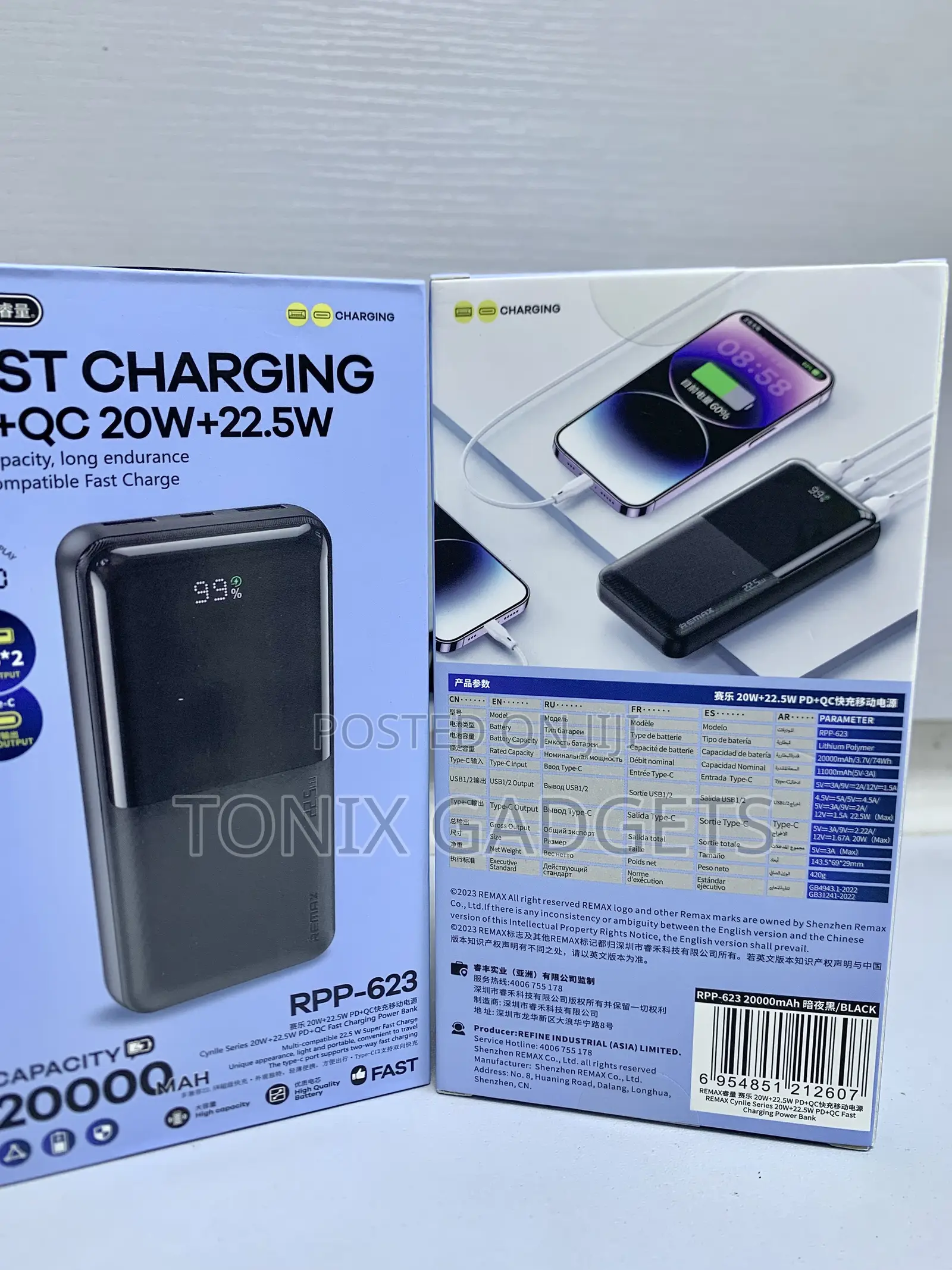 Remax External Fast Charging Powerbank - 20000mah (Rpp-623)