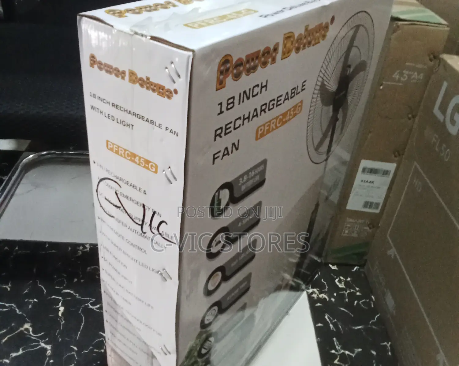 Power Deluxe Fan PFRC 45-G Rechargeable With Five Blade