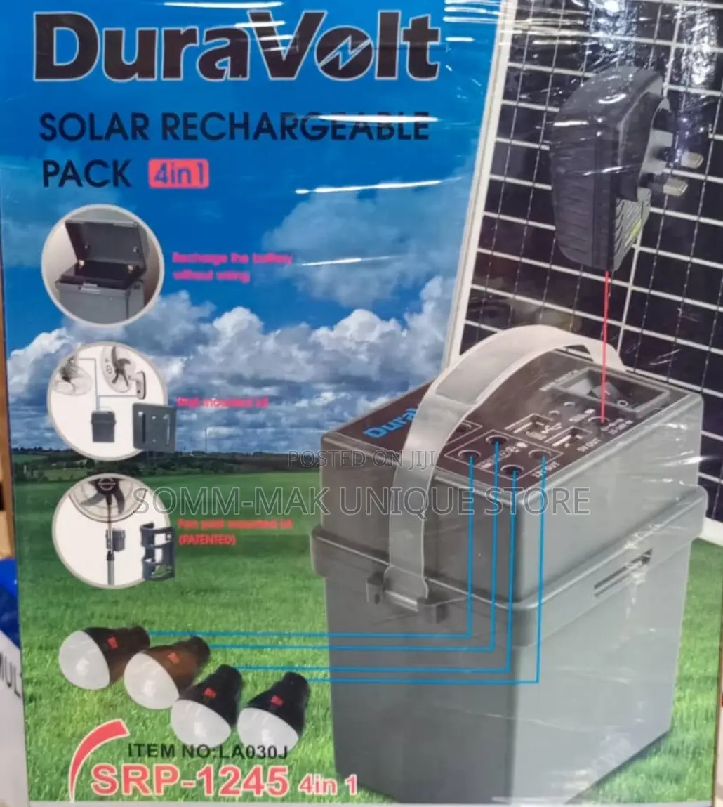 4 in 1 Duravolt Solar Rechargeable Pack With 4 Bulb