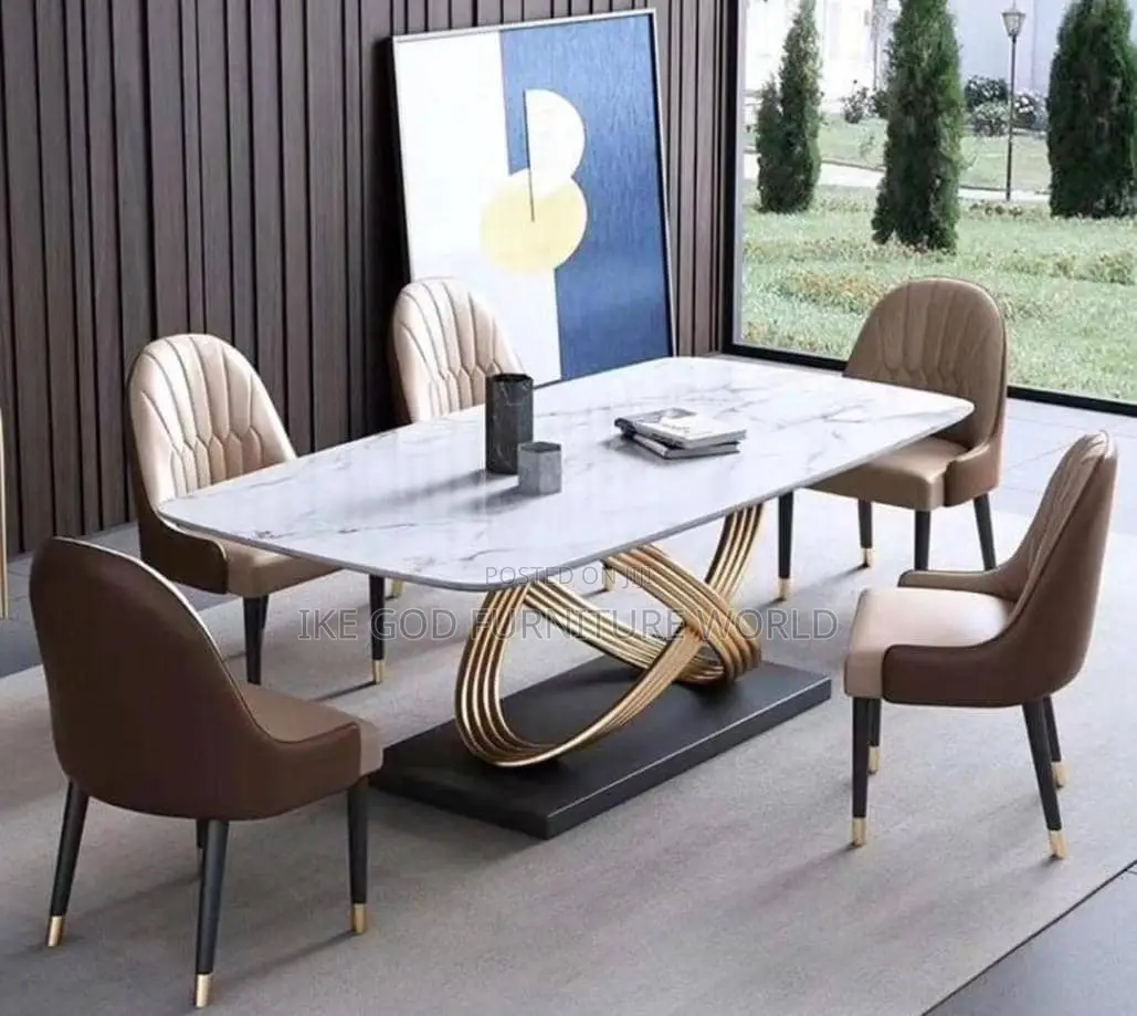 6seater Imported Turkish Marble Dining Table With Solid Chai