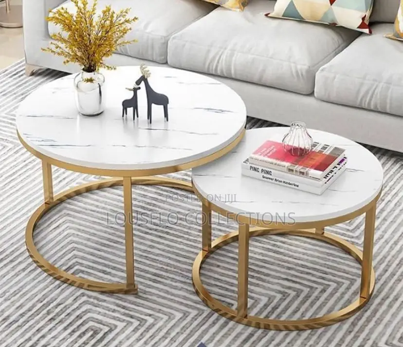 Double Round Marble Center Table