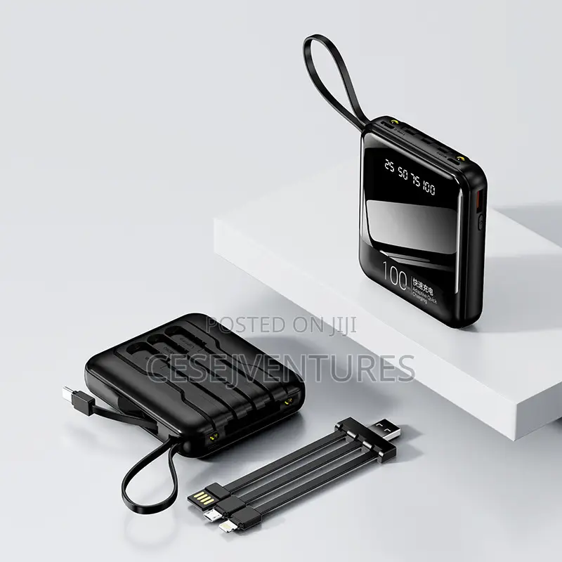 Portable Power Bank With Inbuilt Cables