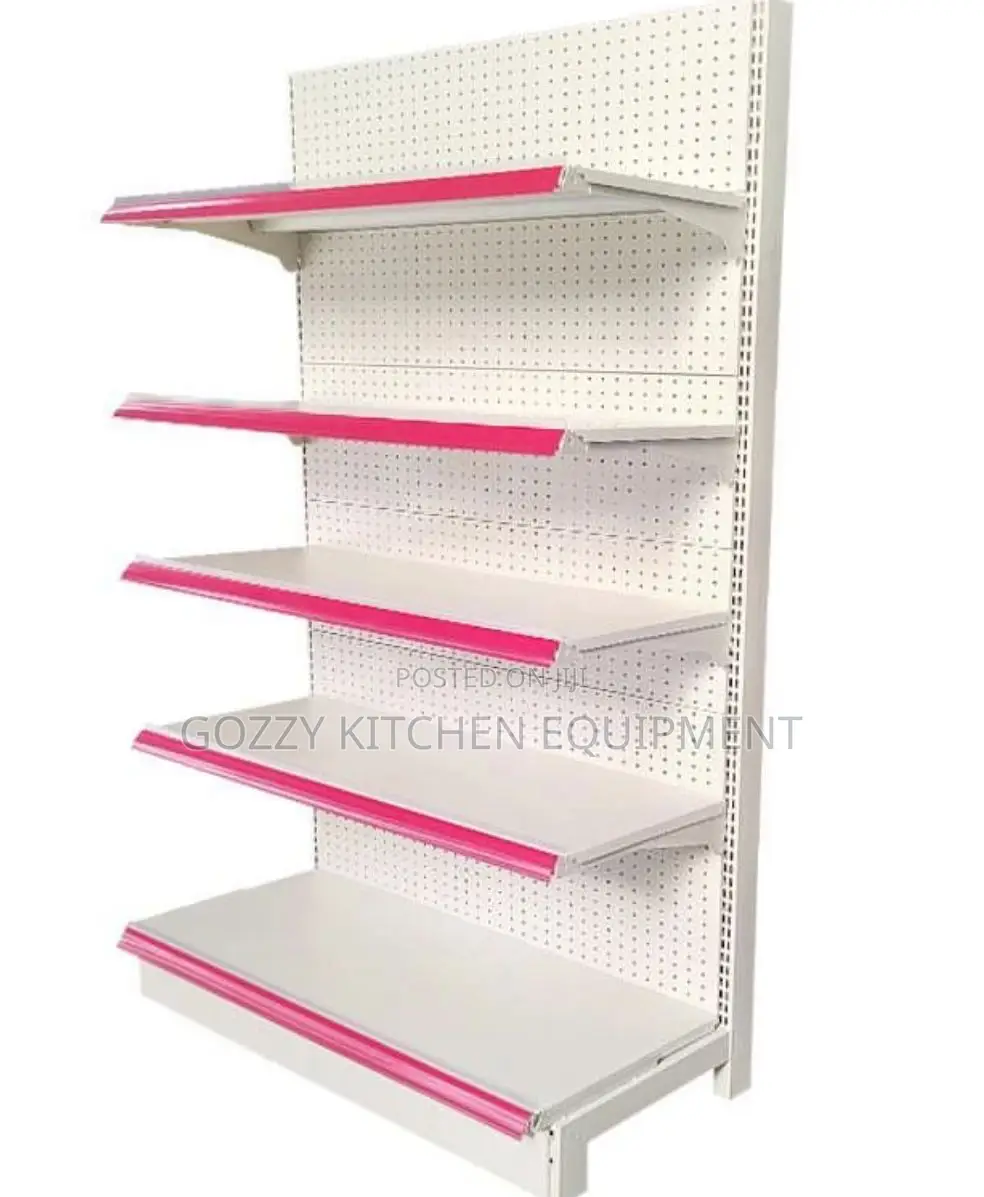 Red on White Supermarket Shelf