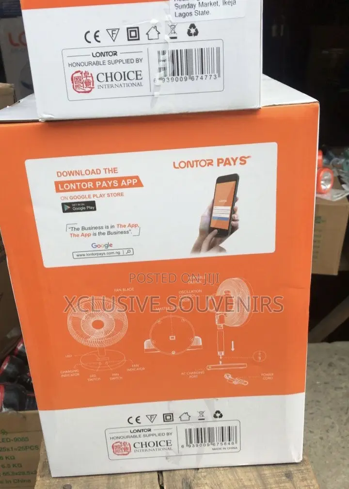 12 Inches Lontor Rechargeable Fan With Soft Night Light