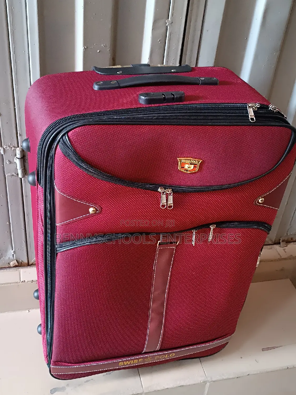 Big Red Two Wheels Swiss Polo Travelling Luggage Box