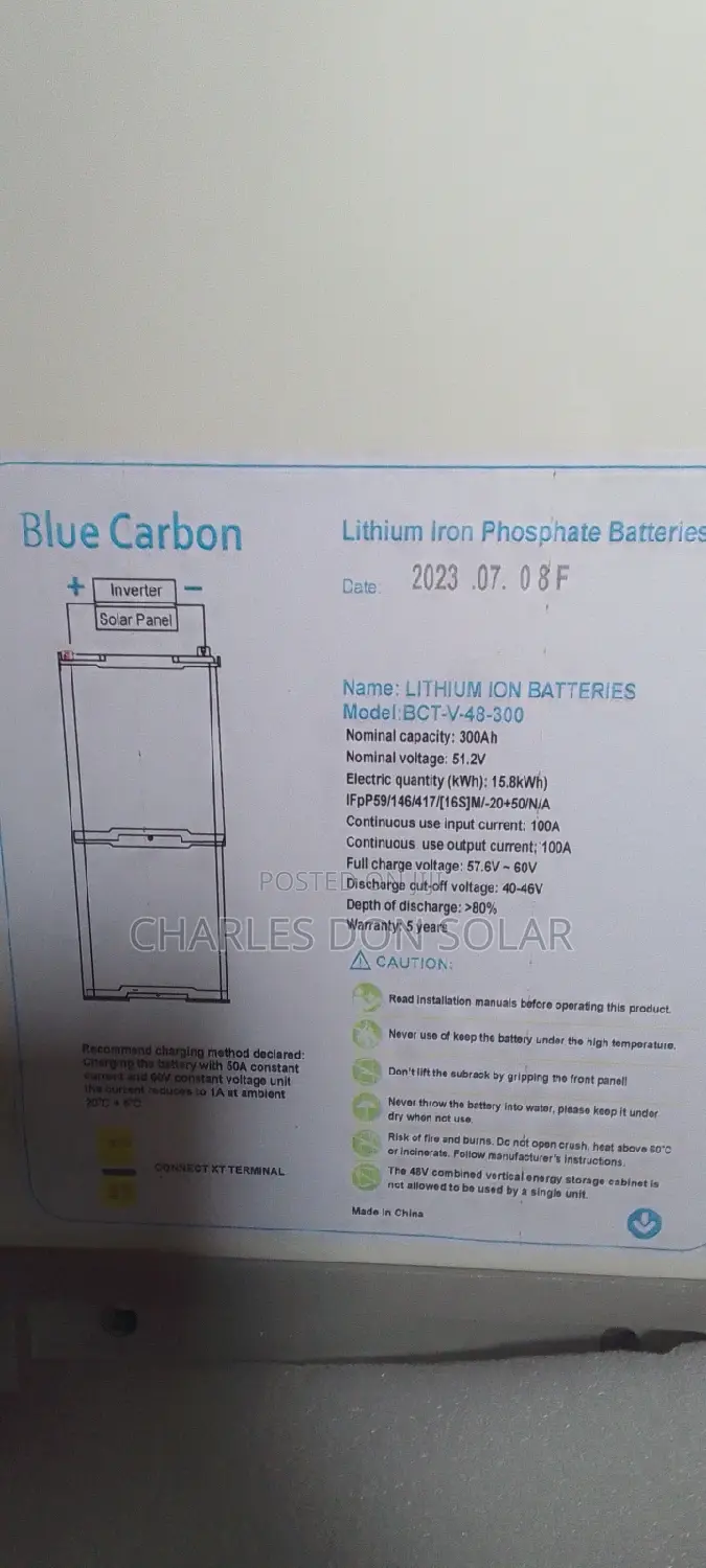 15kwh 48v Lithium Ion Battery Blue Carbon