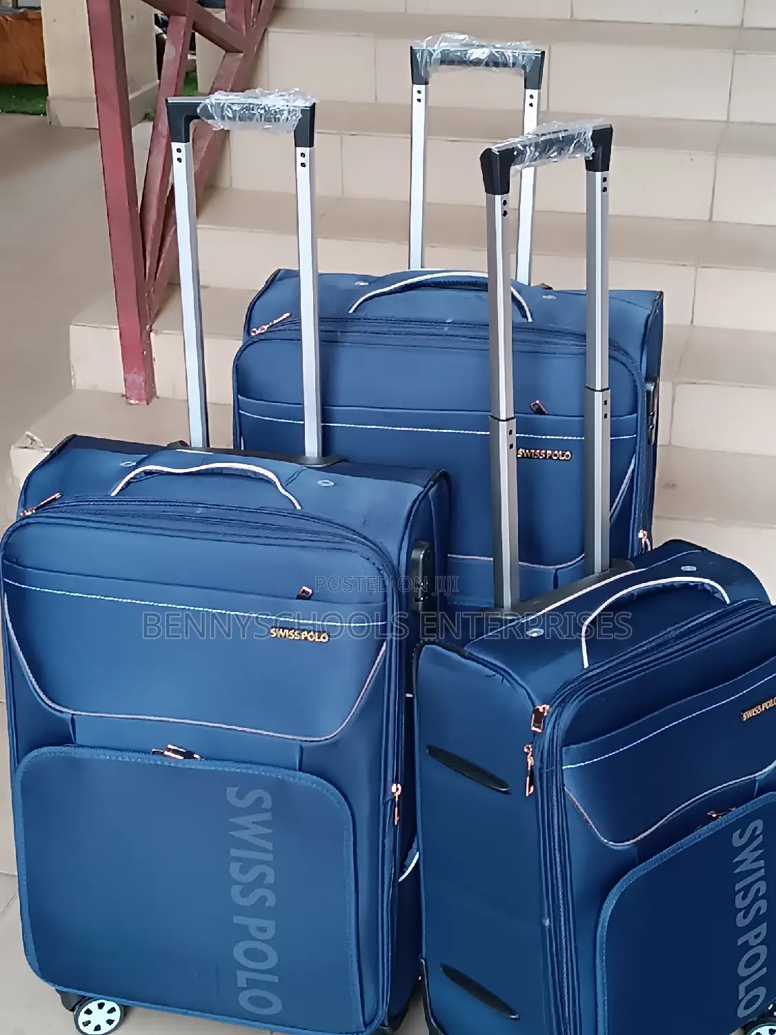 Set of 3 Blue Swiss Polo Travelling Luggage Boxes