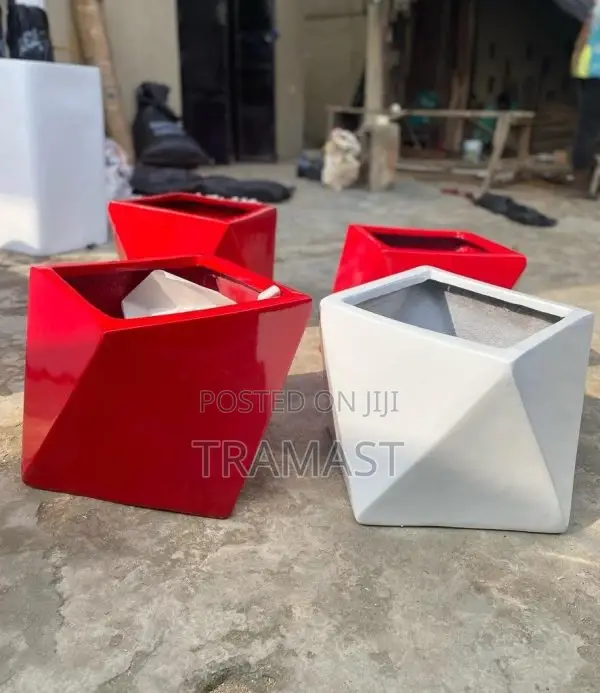Pentagon Fiberglass Flower Planters for Interior Decor