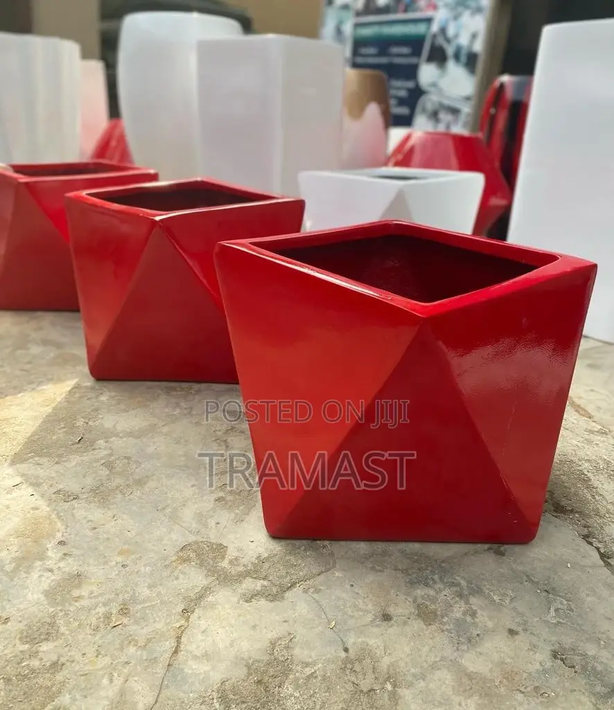 Pentagon Fiberglass Flower Planters for Interior Decor