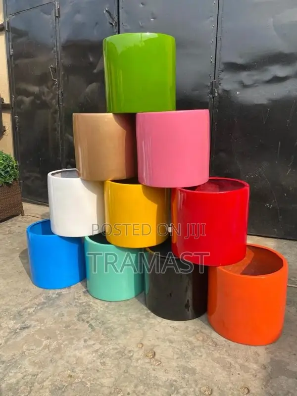Half Cylinder Fiberglass Flower Pot for Indoor Use