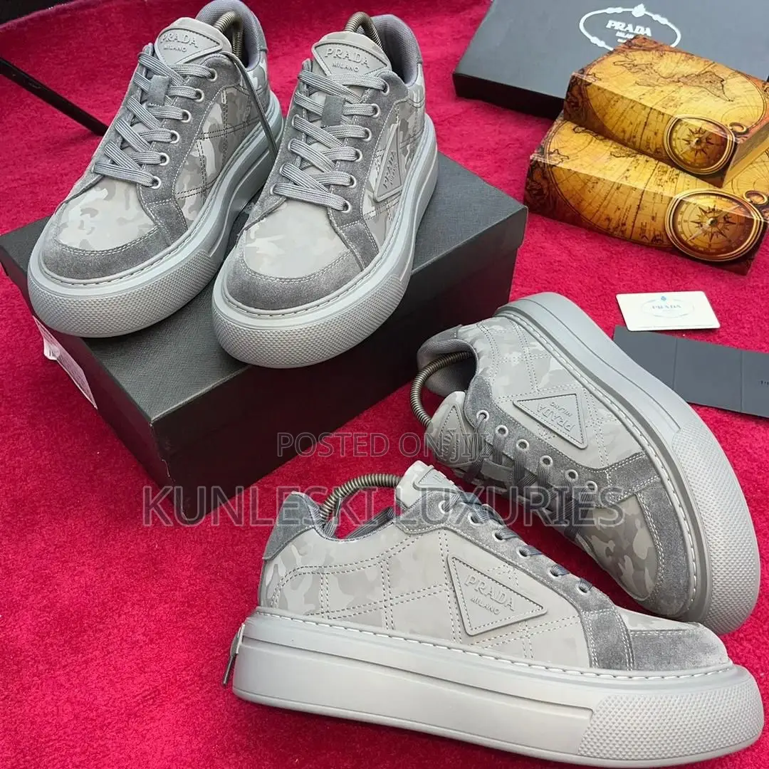 Original New Military Grey Camouflage Prada Prax 1 Sneakers