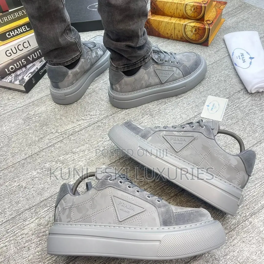 Original New Military Grey Camouflage Prada Prax 1 Sneakers