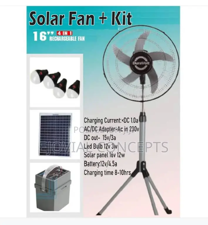 Duravolt 16" Solar Fan + Kit Rechargeable