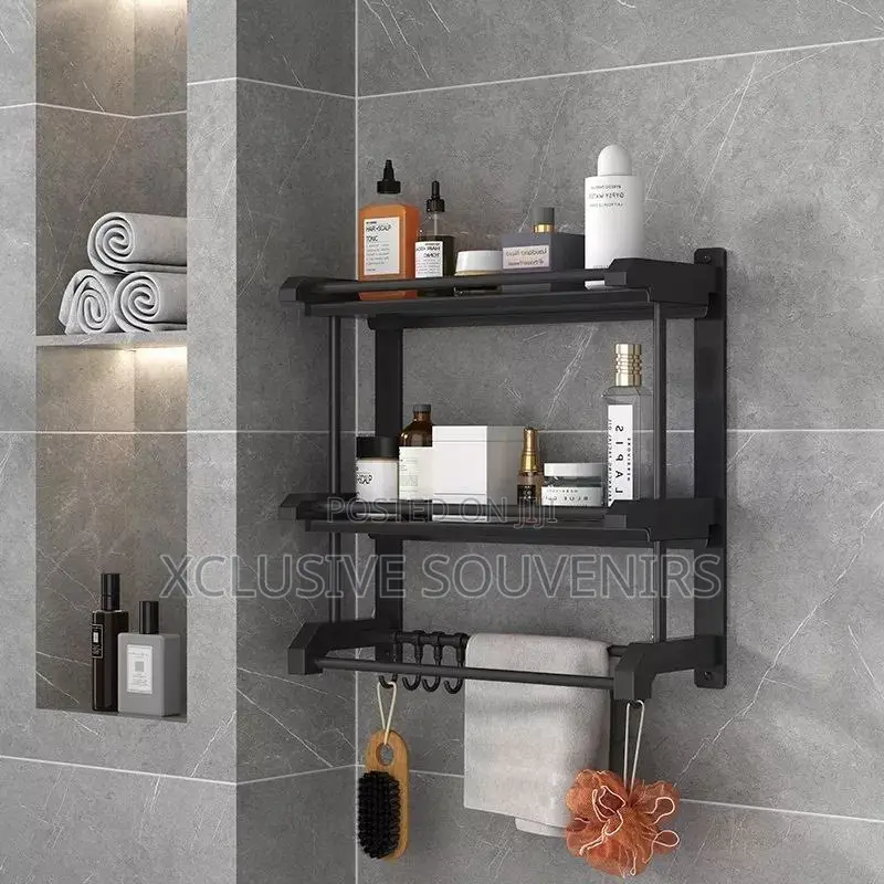 Heavy Duty 2-Tier Toilet Rack With Towel Hanger (50cm)