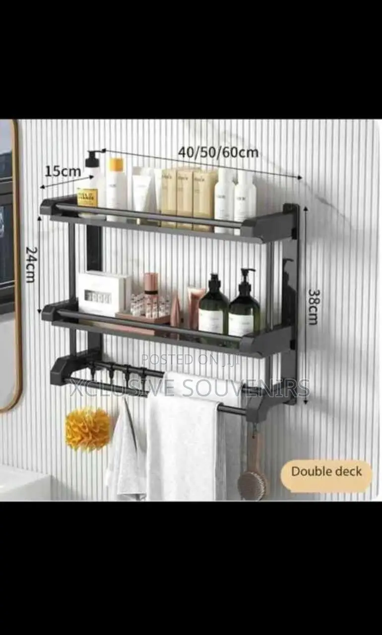 Heavy Duty 2-Tier Toilet Rack With Towel Hanger (50cm)
