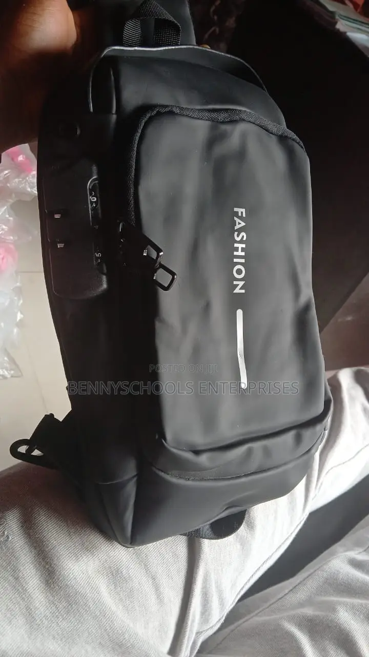 Leather Fashion Chest Bag With USB and Anti Theft Zip Lock