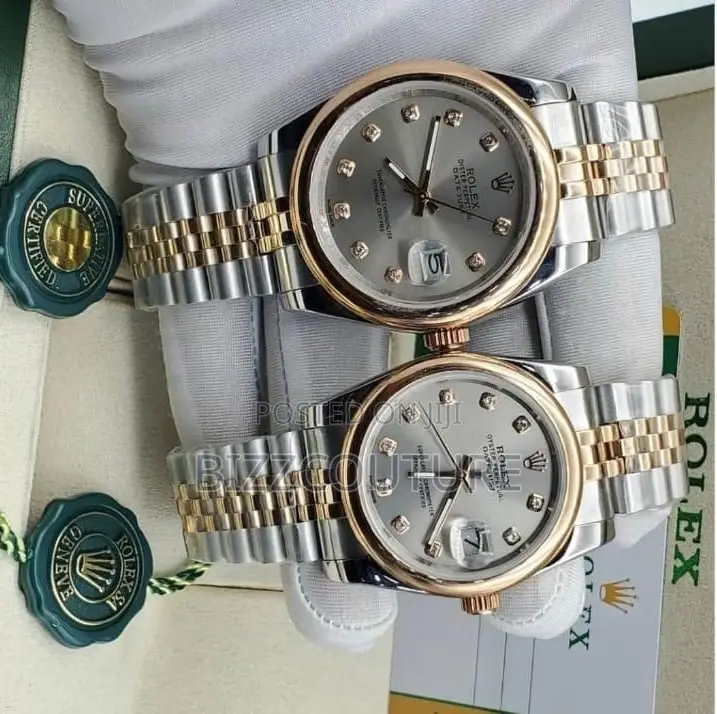 Original Rolex Couples Date-Just Silver Chain Watch in Store